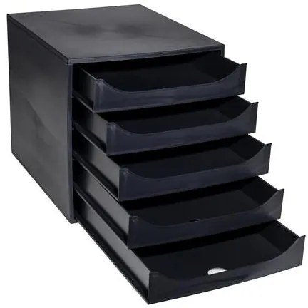 Irattároló, műanyag, 5 fiókos, EXACOMPTA Ecobox ExoBlack, fekete (EX229014D)