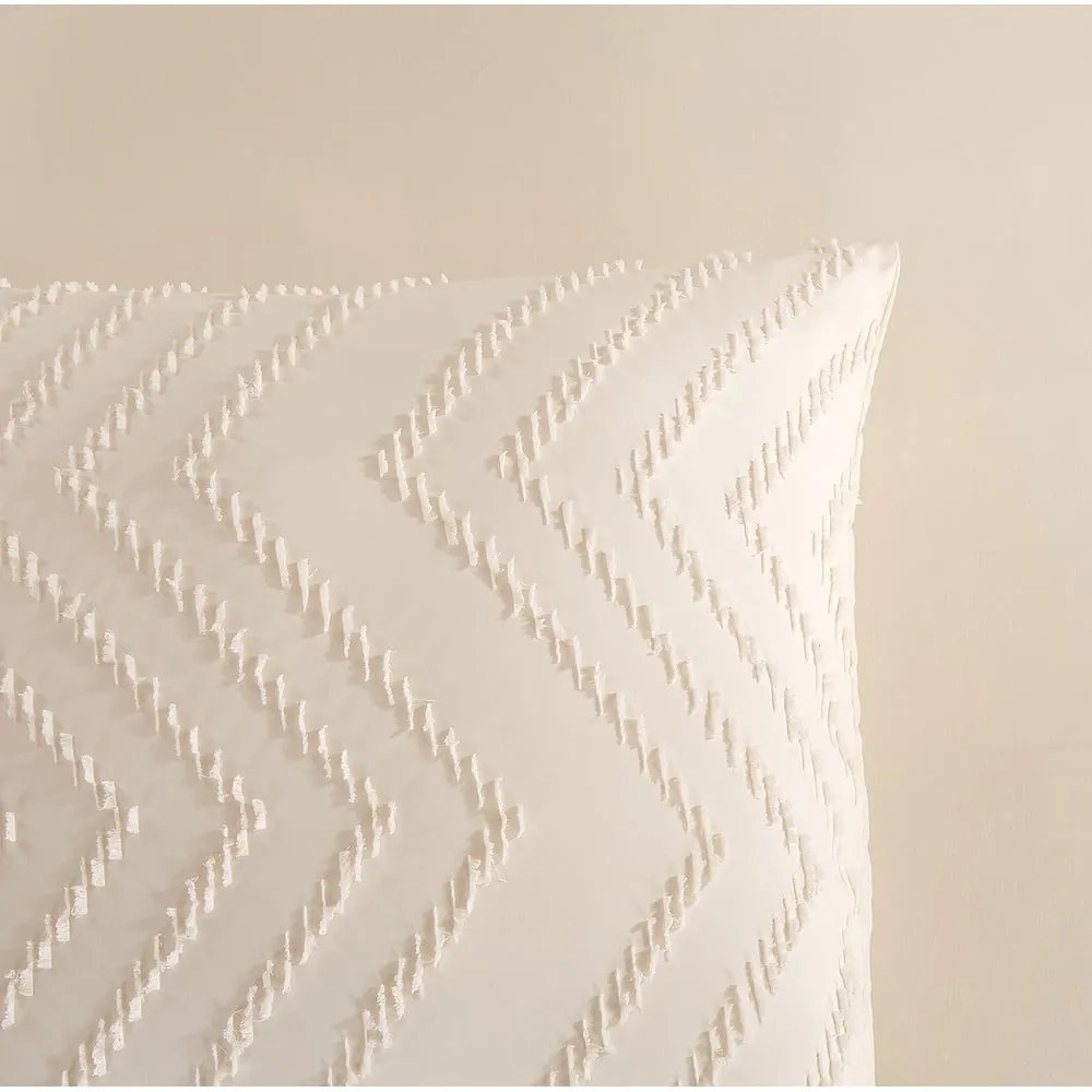 Krémszínű kétszemélyes hosszabbított mikroszálas ágyneműhuzat 200x220 cm Pure Zigzag – Good Morning