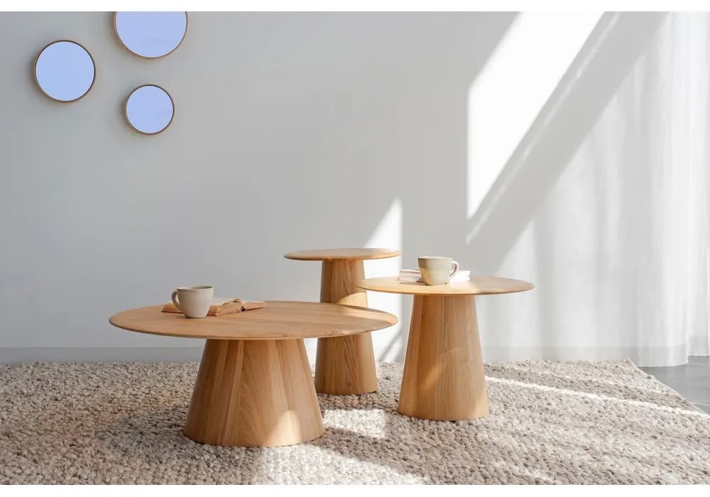 Tölgyfa kerek tárolóasztal ø 55 cm Mushroom – Gazzda