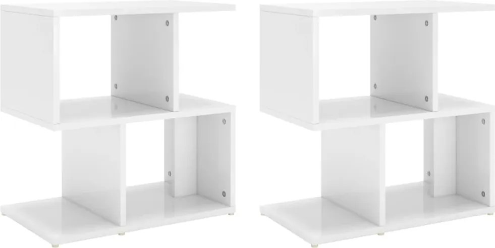 vidaXL 2 db magasfényű fehér szerelt fa éjjeliszekrény 50x30x51,5cm