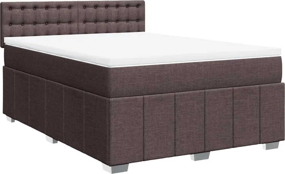 vidaXL sötétbarna szövet rugós ágy matraccal 160 x 200 cm