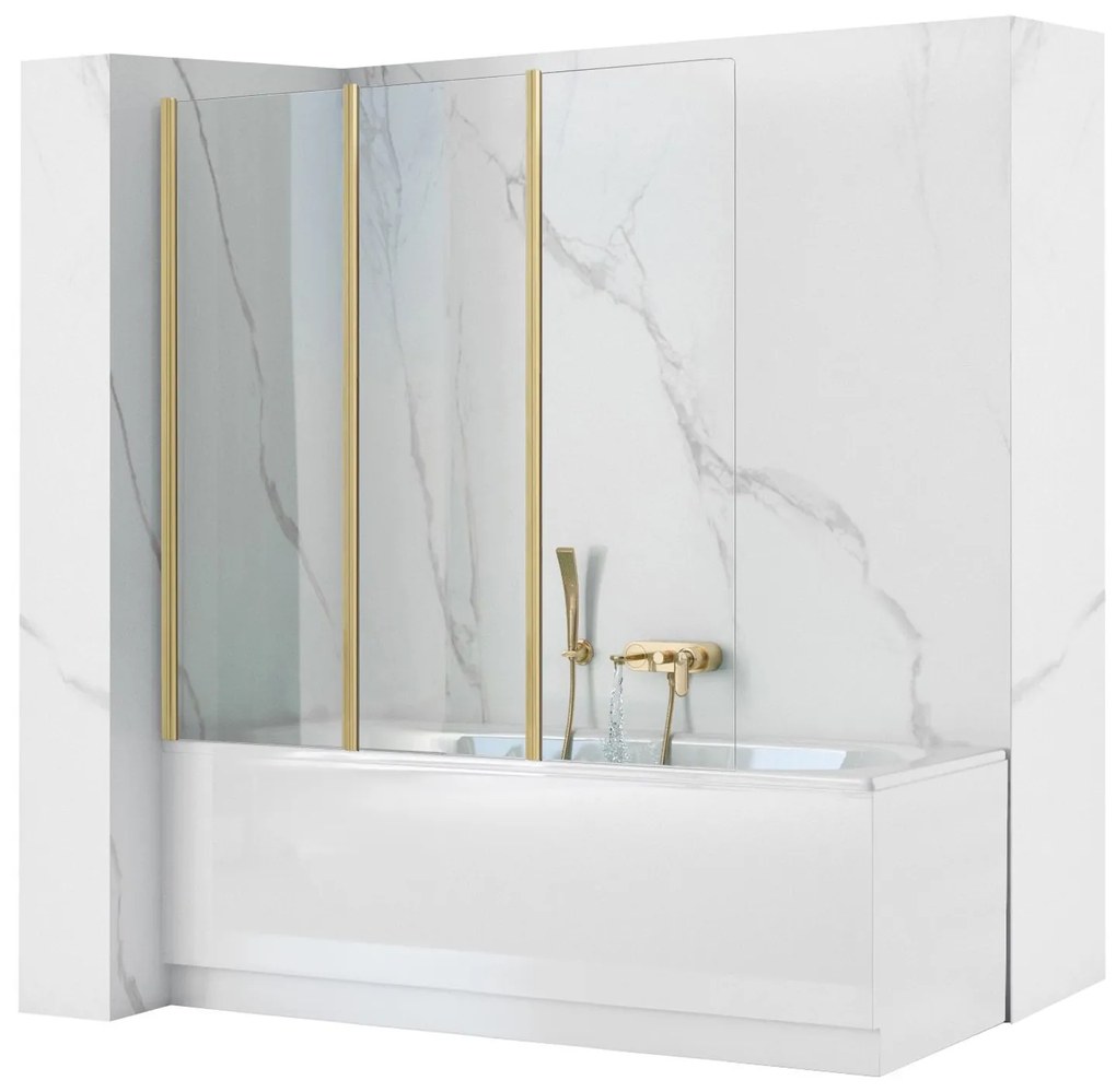 Fürdőkádparaván Rea Agat-3 120 BRUSH GOLD