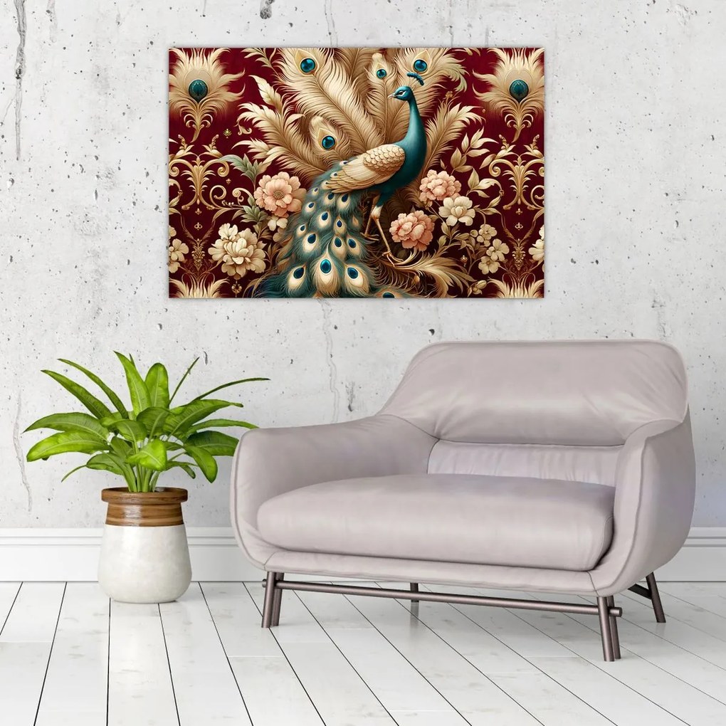 Kép – Elegáns páva (90x60 cm)