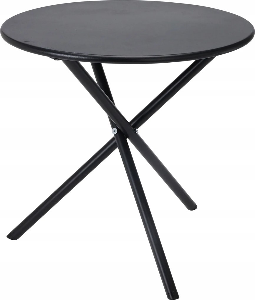 Kerti Asztal Fekete Fém Összecsukható 48 x 48 CM Teraszra Erkélyre