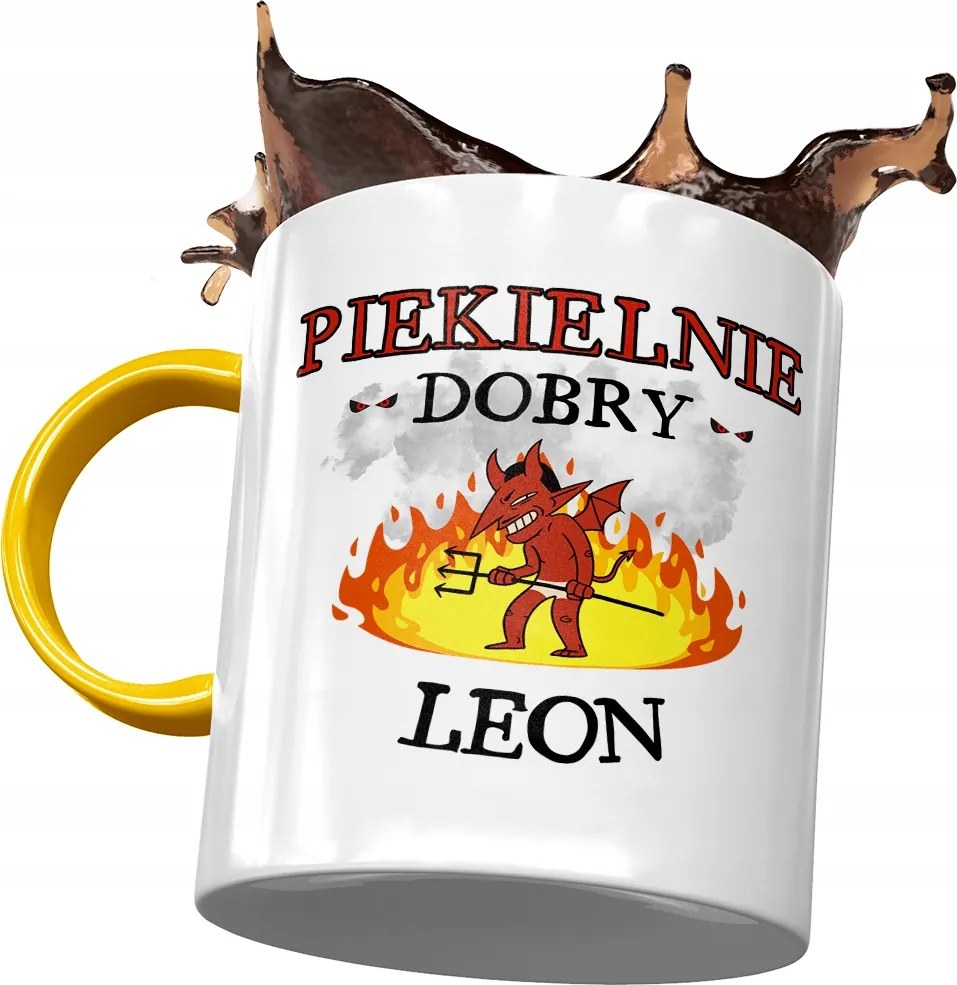 Sárga bögre Leon Barát Kolléga Ajándék Nyomtatott Fotóval