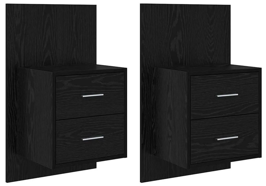 Fali éjjeli szekrény 2 pcs Fekete tölgy 48,5 x 32,5 x 80 cm