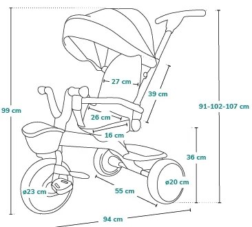 Lionelo - HAARI gyerek tricikli rózsaszín/szürke