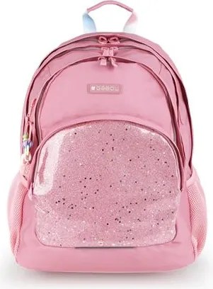 Hátizsák, iskolatáska, cipzáras, GABOL Glam, rózsaszín csillámos (GA237640L)