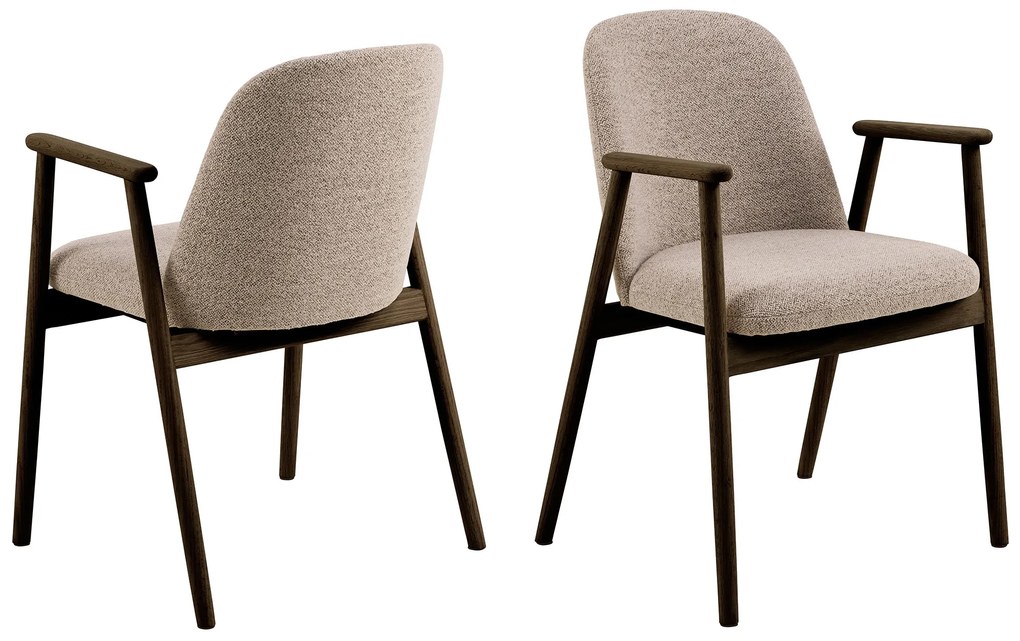 MAZZONI EXPORT RODERIC Beige Latte (Monza 60 szövet)/füstölt lakkozott tölgyfa váz (dió árnyalat) - RETRO FA SZÉK BOUCLÉ