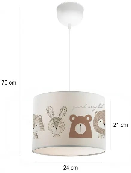 Gyerekszobai csillár CANDY 1xE27/40W/230V fehér/barna