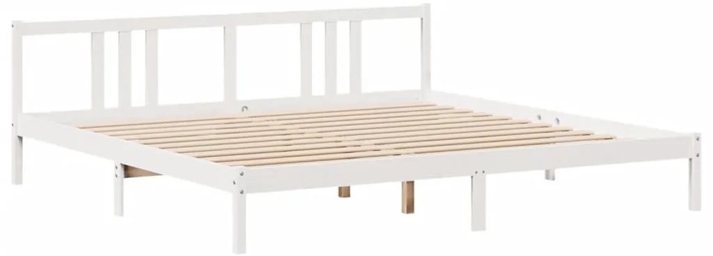 fehér tömör fenyőfa könyvespolcos ágy matrac nélkül 200x200 cm