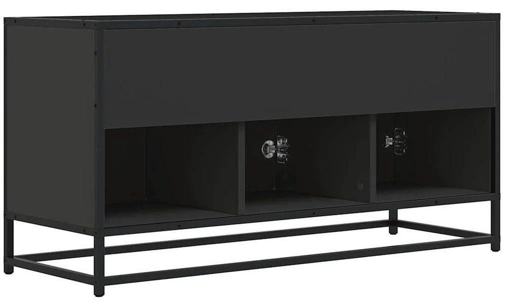 fekete szerelt fa és fém TV-szekrény 100x35x50 cm