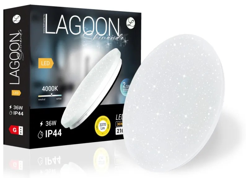 Lagoon Skinande 36 W-os ø350 mm kerek natúr fehér mennyezeti lámpa IP44