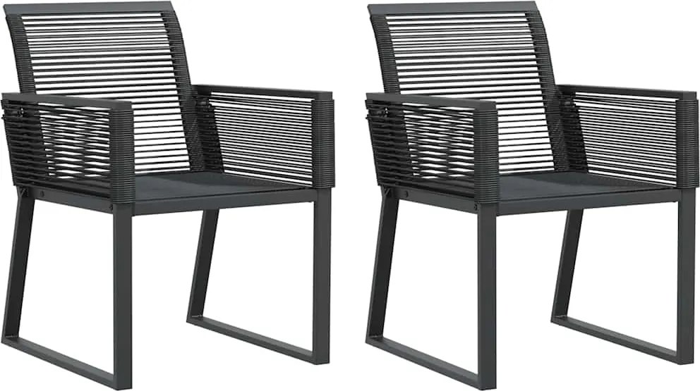 vidaXL 2 db fekete polyrattan kerti szék