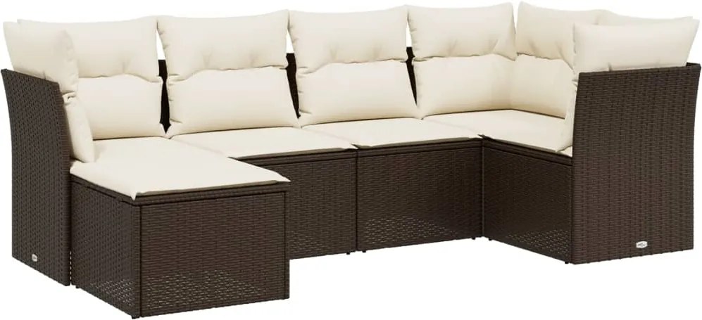 vidaXL 6 részes barna polyrattan kerti ülőgarnitúra párnával