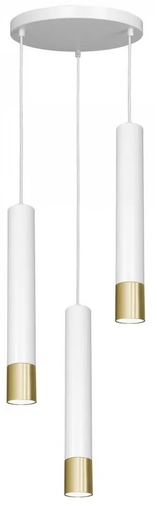 Csillár zsinóron NEST 3xGU10/8W/230V kerek fehér/arany