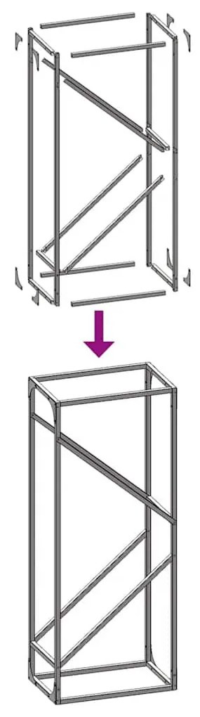 antracitszürke hidegen hengerelt acél tűzifatároló 40x25x100 cm