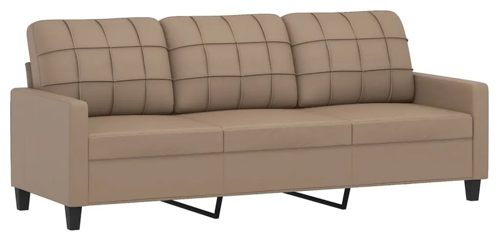 3 személyes cappuccino színű műbőr kanapé díszpárnákkal 180 cm