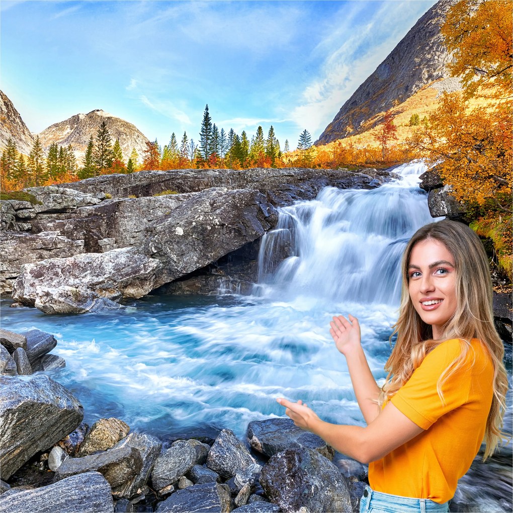 3D fotótapéta Nappali Hálószoba Vízesés Erdő Természet Tájkép 490x260 WLNK06F