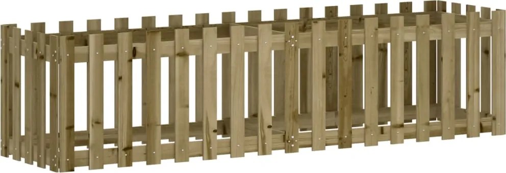 vidaXL impregnált fenyőfa kerti magaságyás kerítéssel 200x50x50 cm