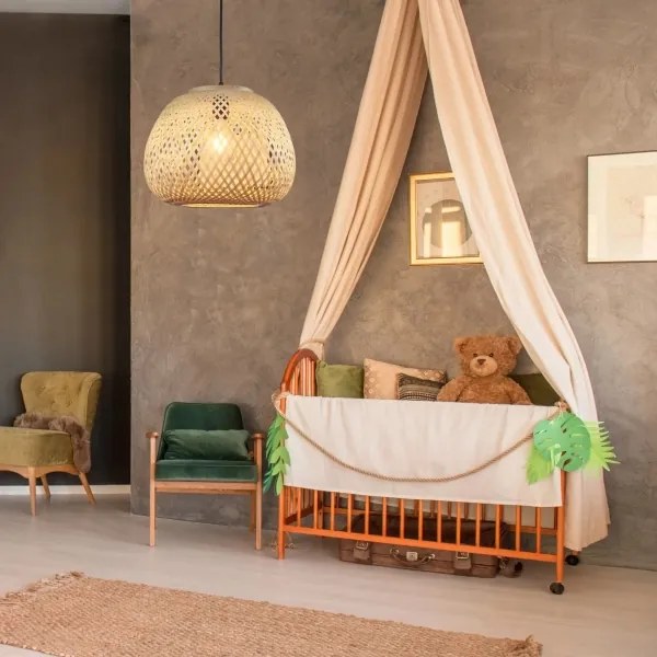 Csillár zsinóron ZANZIBAR 1xE27/20W/230V átm. 35 cm bambusz