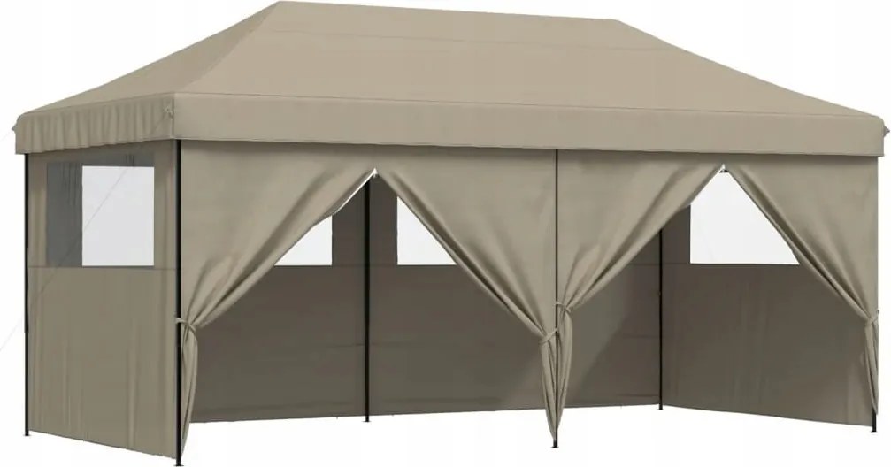 Kerti Sátor Pop-up party sátor 4 fallal 580x292x315 cm Taupe