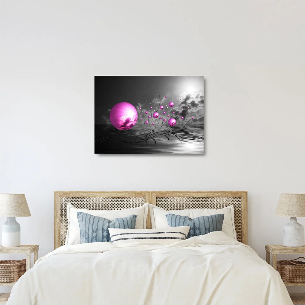 Rózsaszín gömbök képe (üvegen) (70x50 cm)