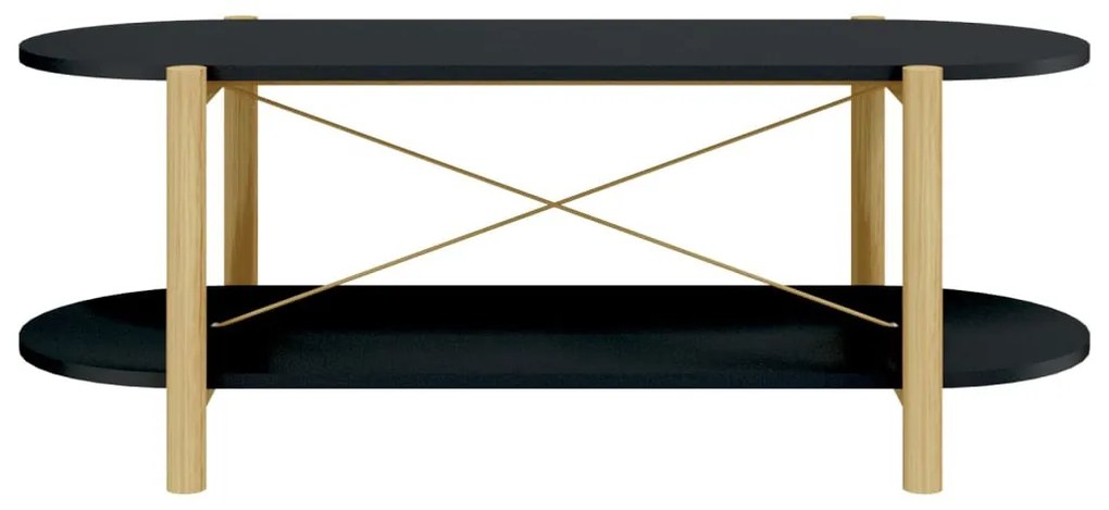 Fekete szerelt fa dohányzóasztal 110x48x40 cm