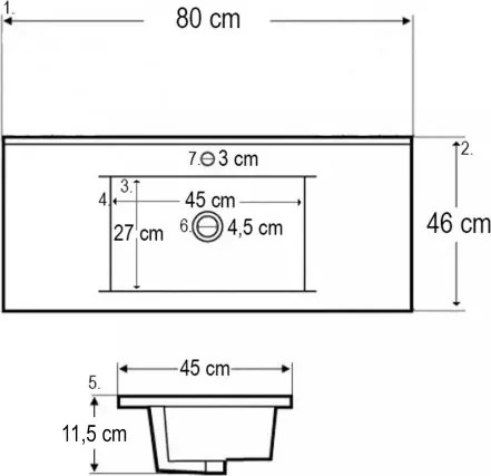 Porto 80 komplett fürdőszoba bútor fehér színben