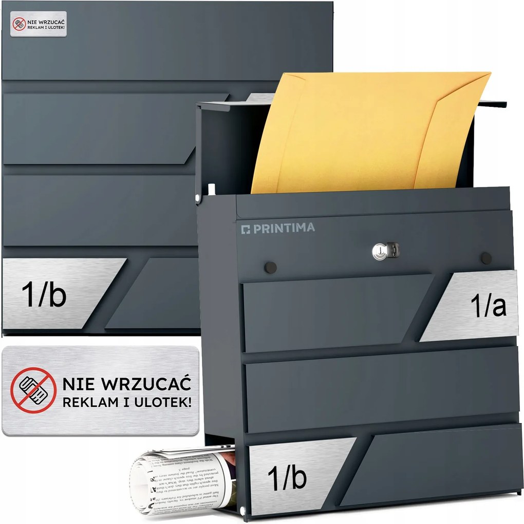 Nagy Levéltartó Doboz Házszámmal Antracit Levéltartó Doboz Házszám