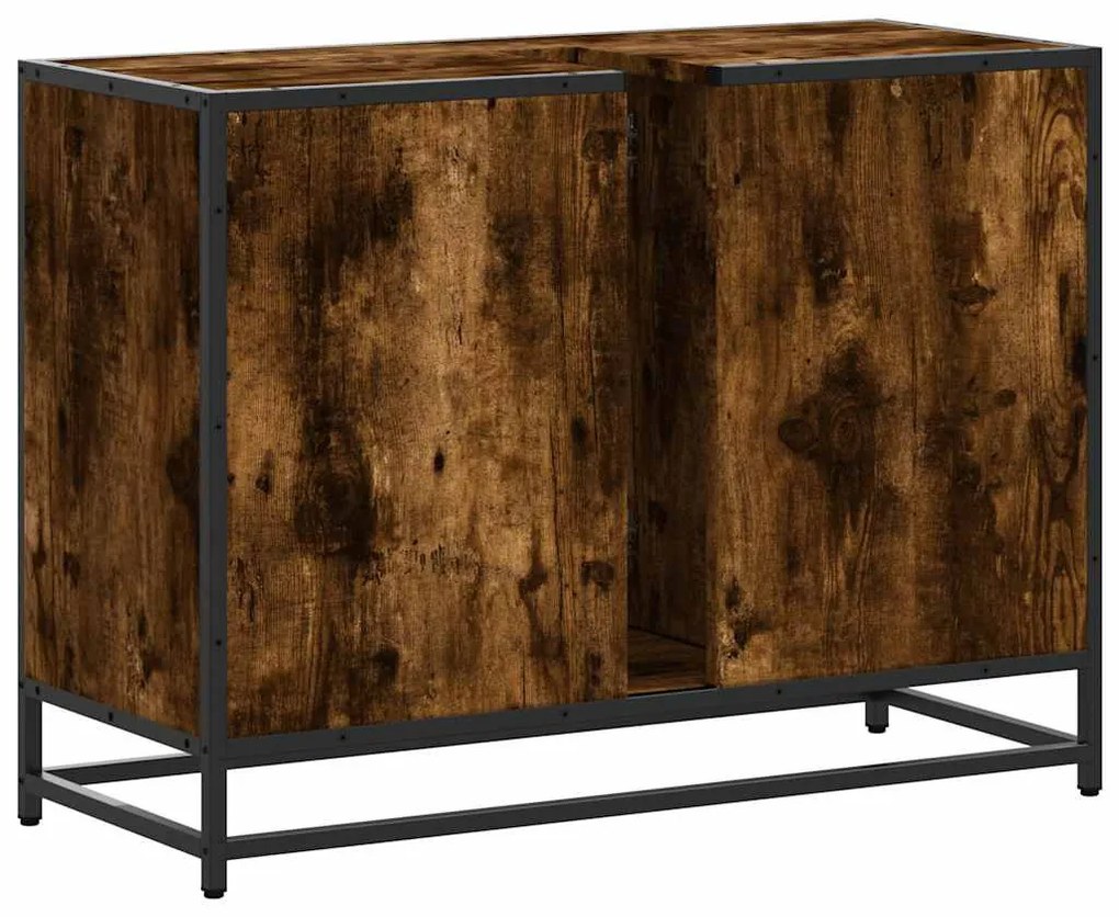 füstös tölgy szerelt fa fürdőszobai mosdószekrény 80x33x60 cm