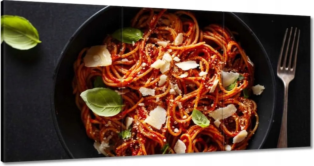 Vászonkép 180x90 Spagetti Sajt Bazsalikom