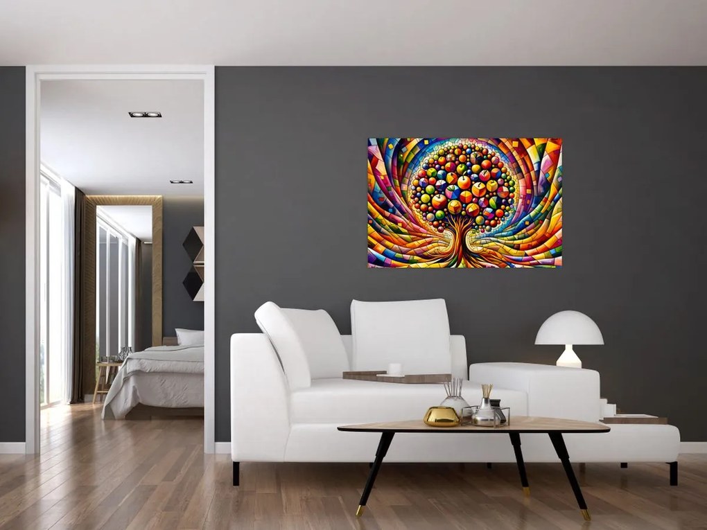 Kép – Színes fa almákkal (90x60 cm)