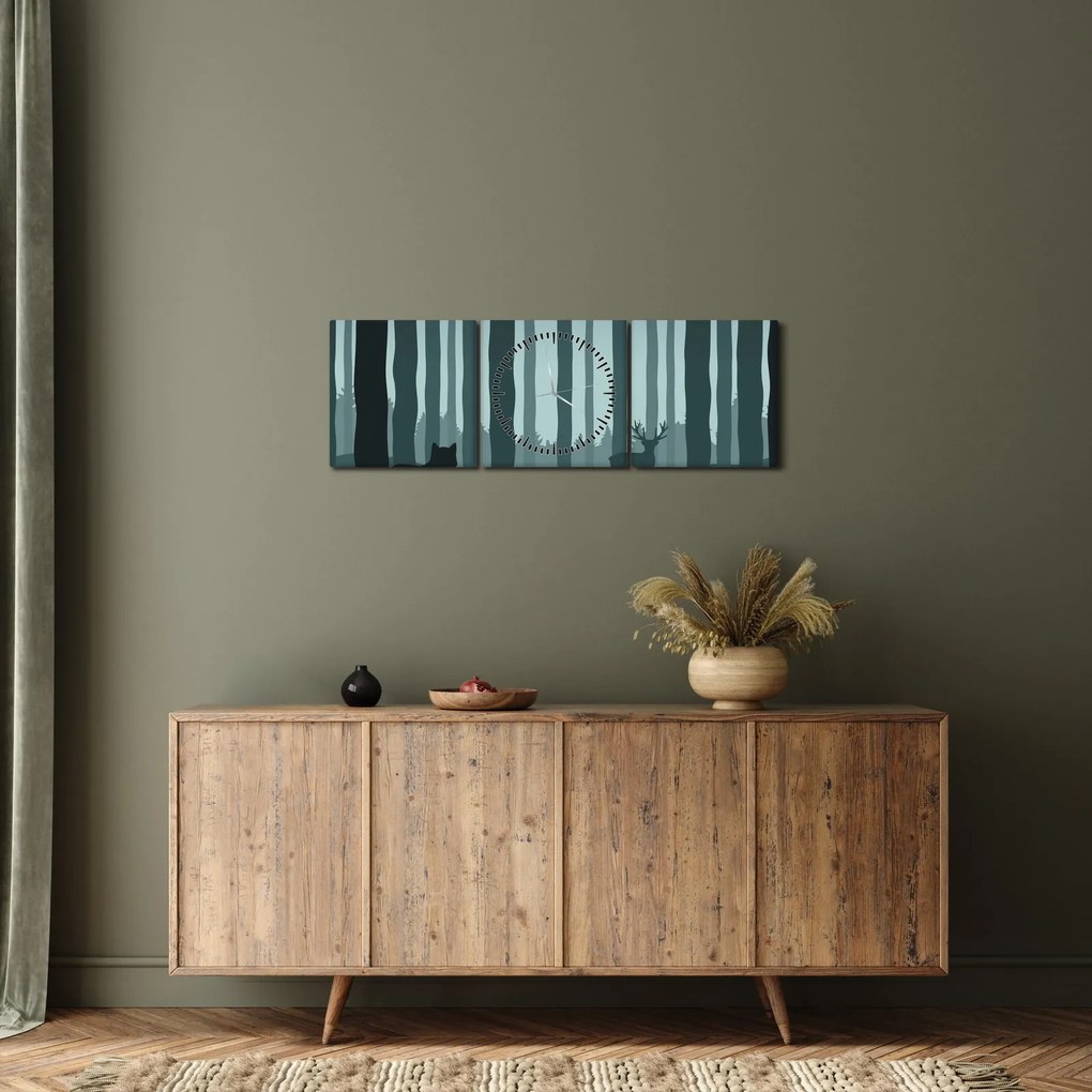 Kép - Szarvas farkassal a sziklák között (órával) (90x30 cm)