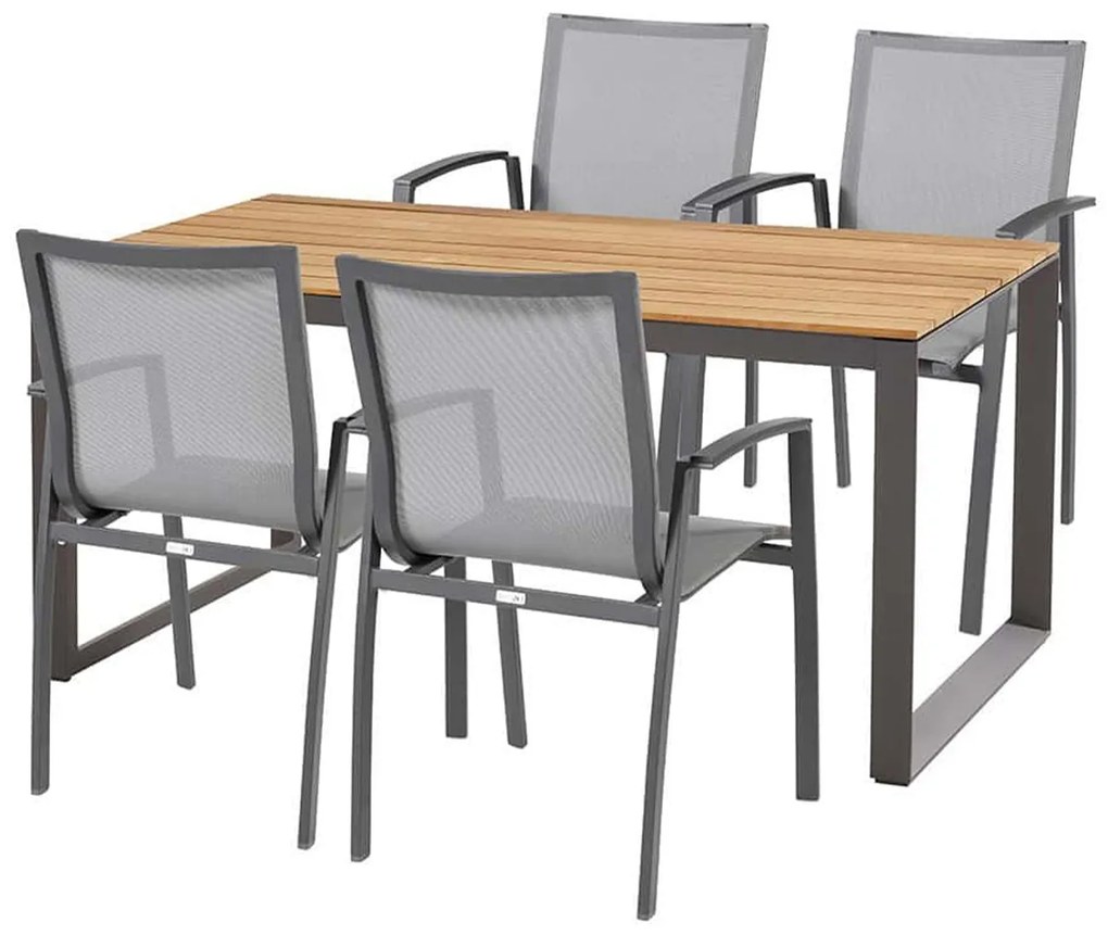Heritage teak Torino étkezőgarnitúra antracit 1+4