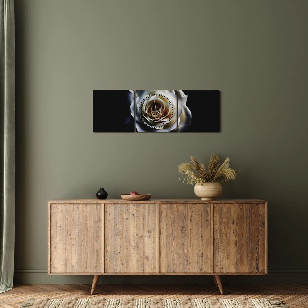 Fehér rózsa képe (órával) (90x30 cm)