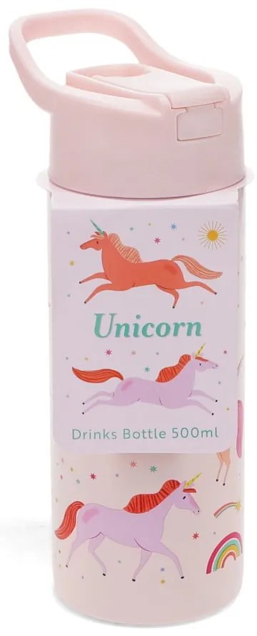 Világos rózsaszín rozsdamentes acél gyerek ivópalack 500 ml Unicorn – Rex London