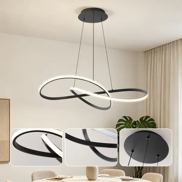 Brilagi - LED dimmelhető kábeles csillár INFINITY LED/80W/230V 80x80 cm fekete + távirányító