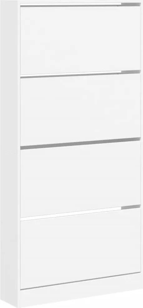 vidaXL fehér cipőszekrény 4 kihajtható fiókkal 80 x 21 x 163,5 cm