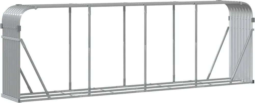 vidaXL világosszürke horganyzott acél fatörzstartó 300 x 45 x 100 cm