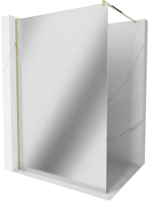 Mexen Kioto zuhanyparaván 100x200 cm 8 mm, arany profil, üvegtükör hatású, 800-100-101-50-50