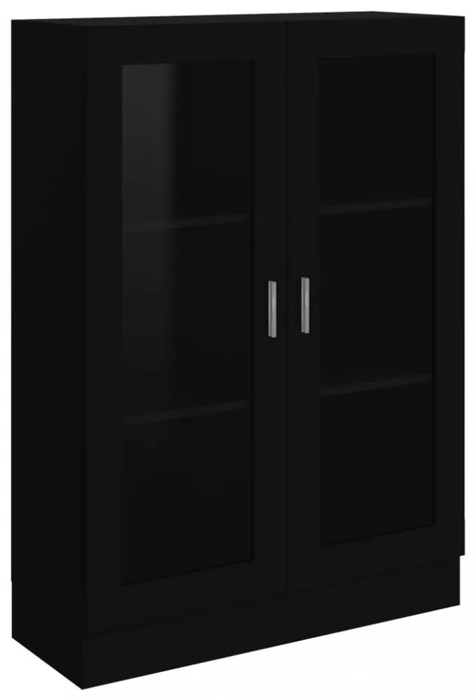 fekete szerelt fa vitrinszekrény 82,5 x 30,5 x 115 cm