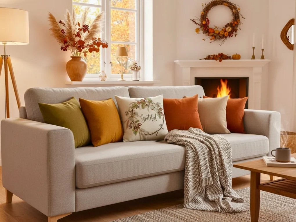 Dekoratív párnahuzat GRATEFUL 45x45 cm, bézs