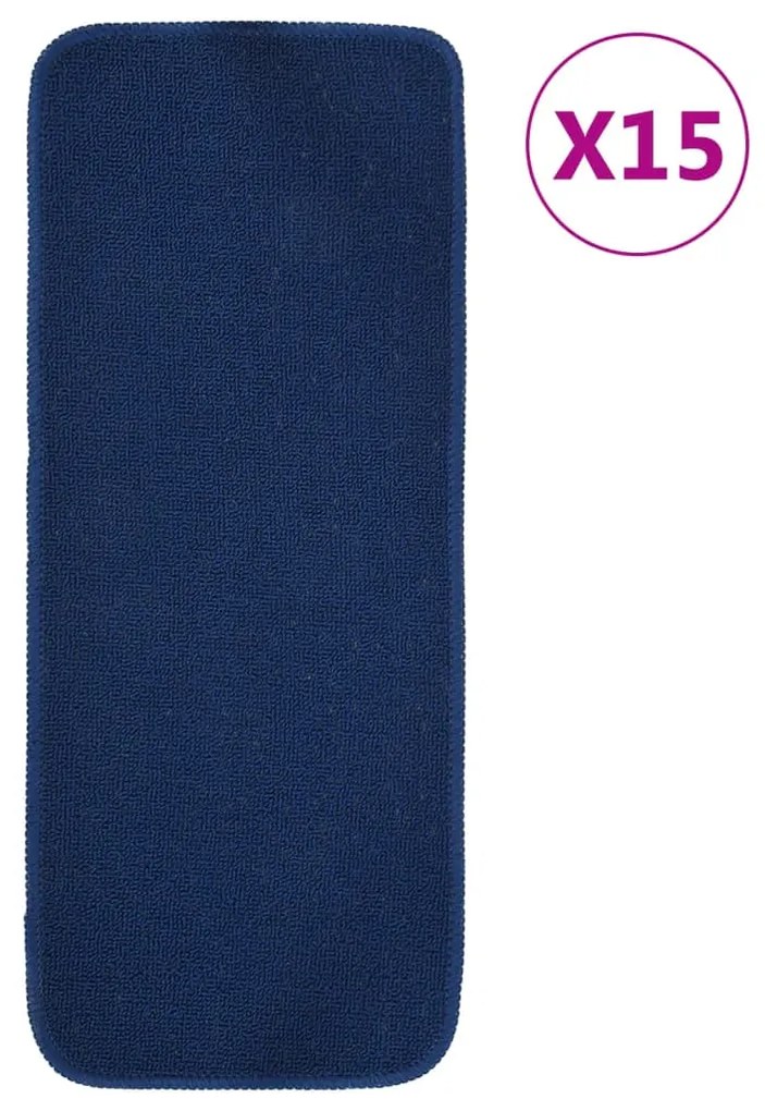 15 db sötétkék négyszögű csúszásmentes lépcsőszőnyeg 60 x 25 cm