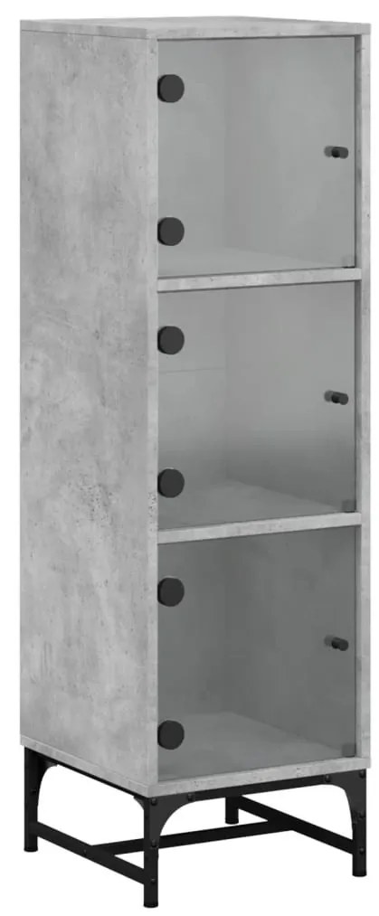 betonszürke magasszekrény üvegajtókkal 35 x 37 x 120 cm