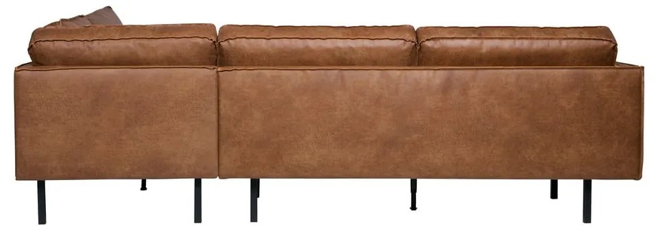 Barna bőrutánzat sarokkanapé (jobb oldali-L alakú) Rodeo – WOOOD