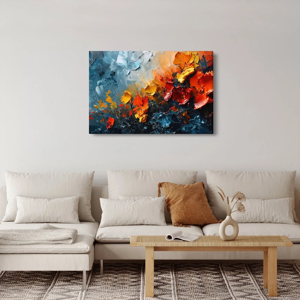 Kép - Virágok absztrakt festménye III. (90x60 cm)