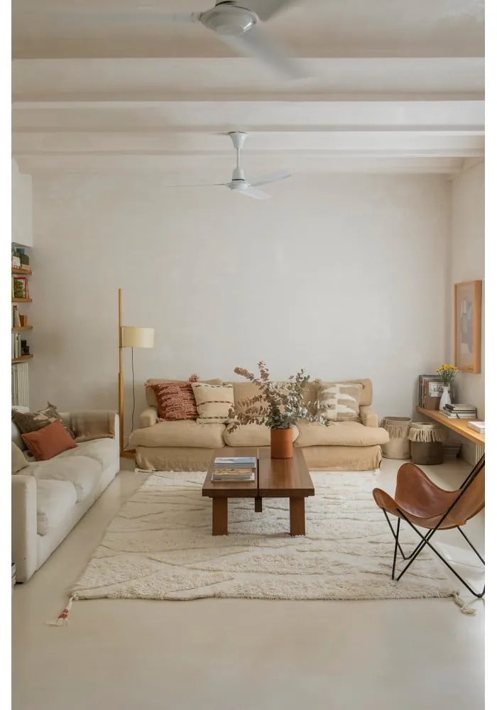 Fehér mosható kézi szövésű gyapjú szőnyeg 170x240 cm Enkang Ivory – Lorena Canals