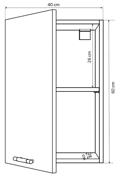 Salandra Elemes konyha 1 ajtós felsőszekrény sonoma 40 x 60 x 30 cm
