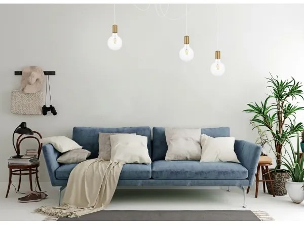 Csillár zsinóron MIROS 3xE27/60W/230V pók fehér/arany